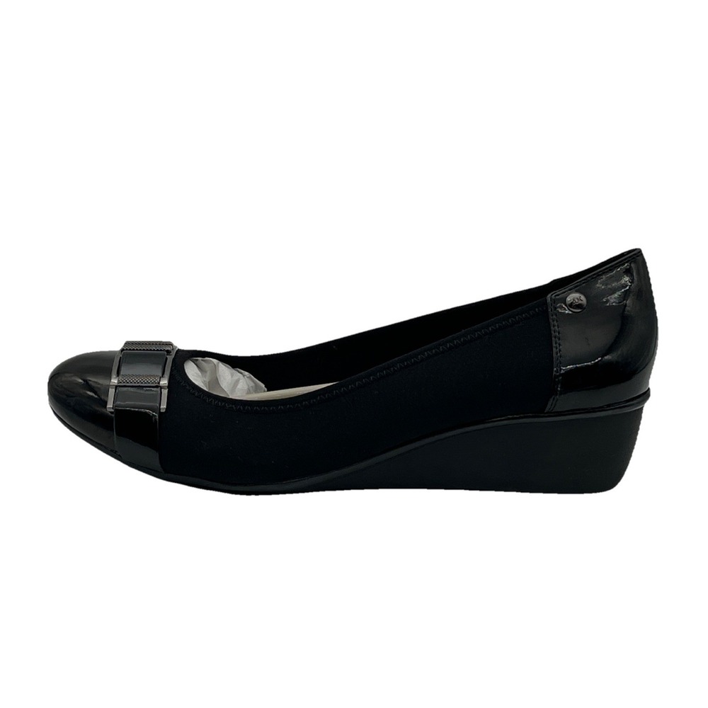 Anne Klein AK Sport Wedge Ballet Flats Black Patent Toe Women's Size 9M